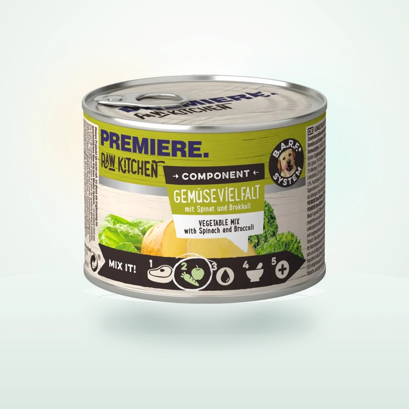 PREMIERE RAW KITCHEN Nassfutter Hund Adult Component, Gemüsevielfalt mit Spinat und Brokkoli