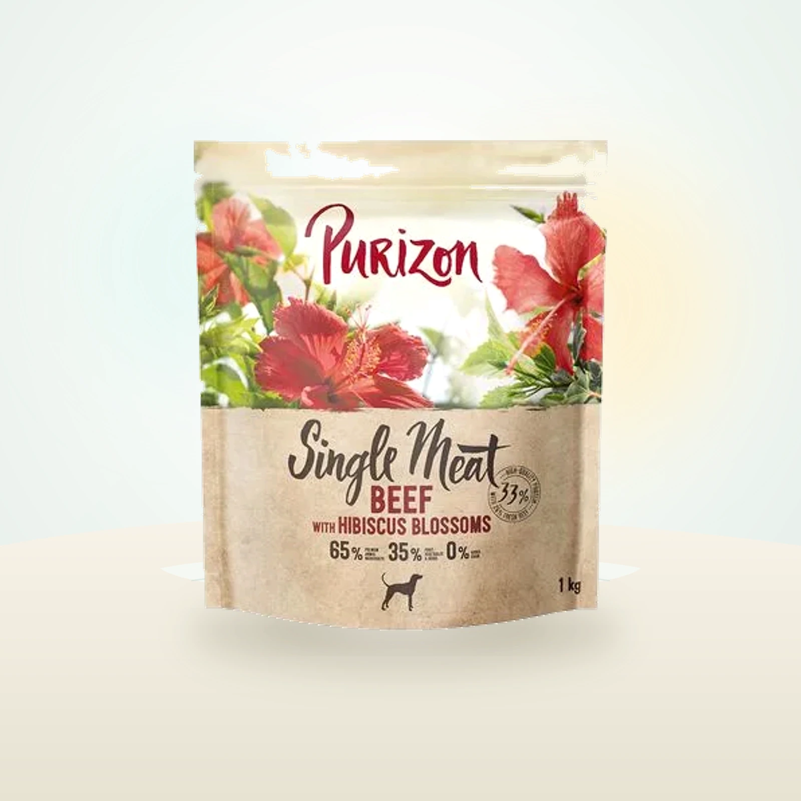 Purizon Single Meat Okse med hibiscusblomster