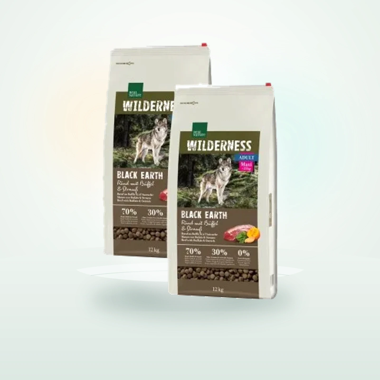 REAL NATURE WILDERNESS Maxi Adult Black Earth Rind mit Strauß & Büffel