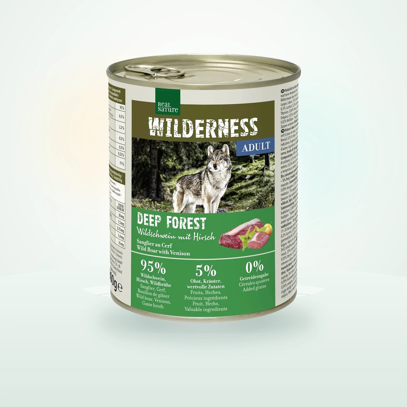 REAL NATURE WILDERNESS Nassfutter für Hunde Adult Deep Forest, Wildschwein mit Hirsch