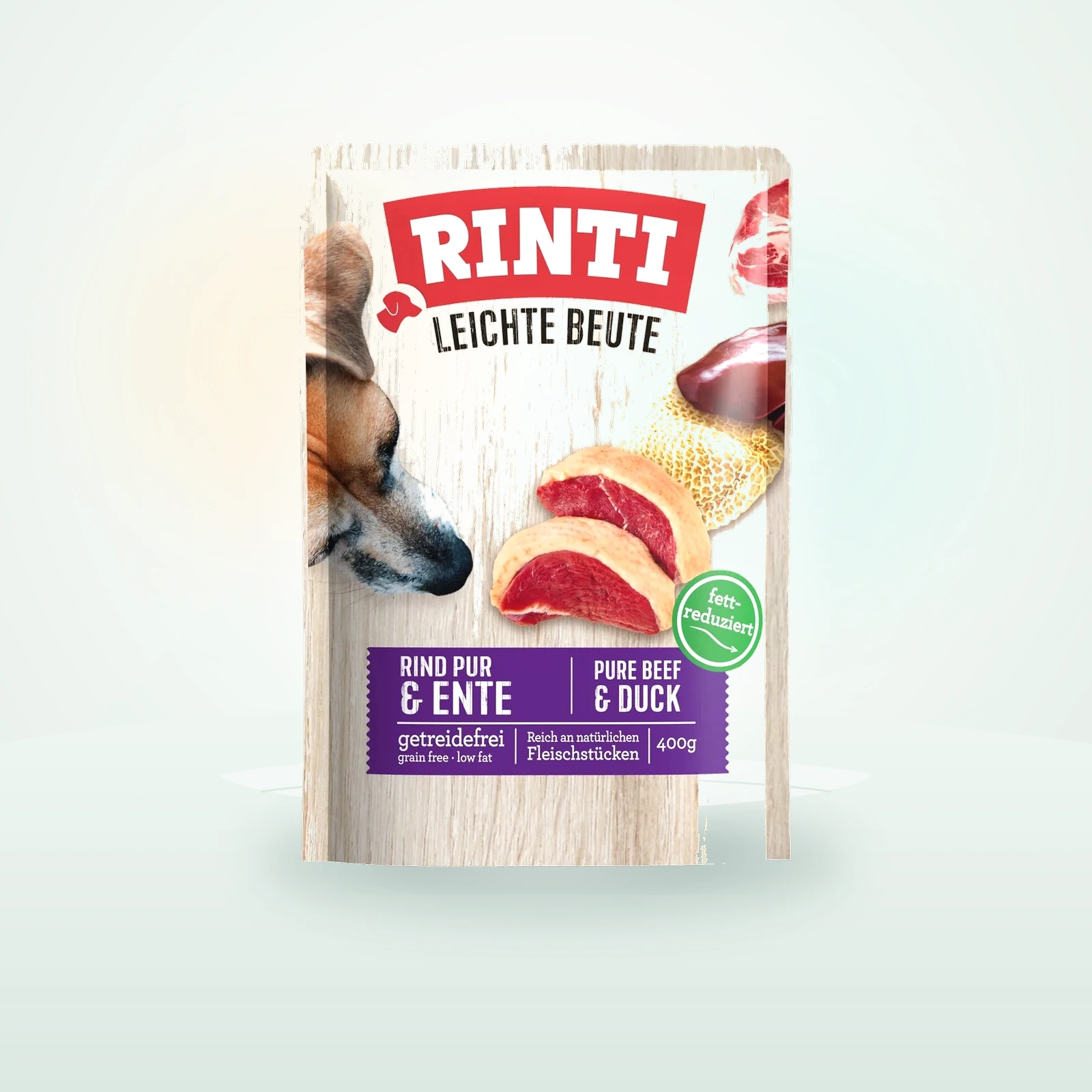 Rinti Leichte Beute Nassfutter Hund, Adult, Pouch, Rind und Ente