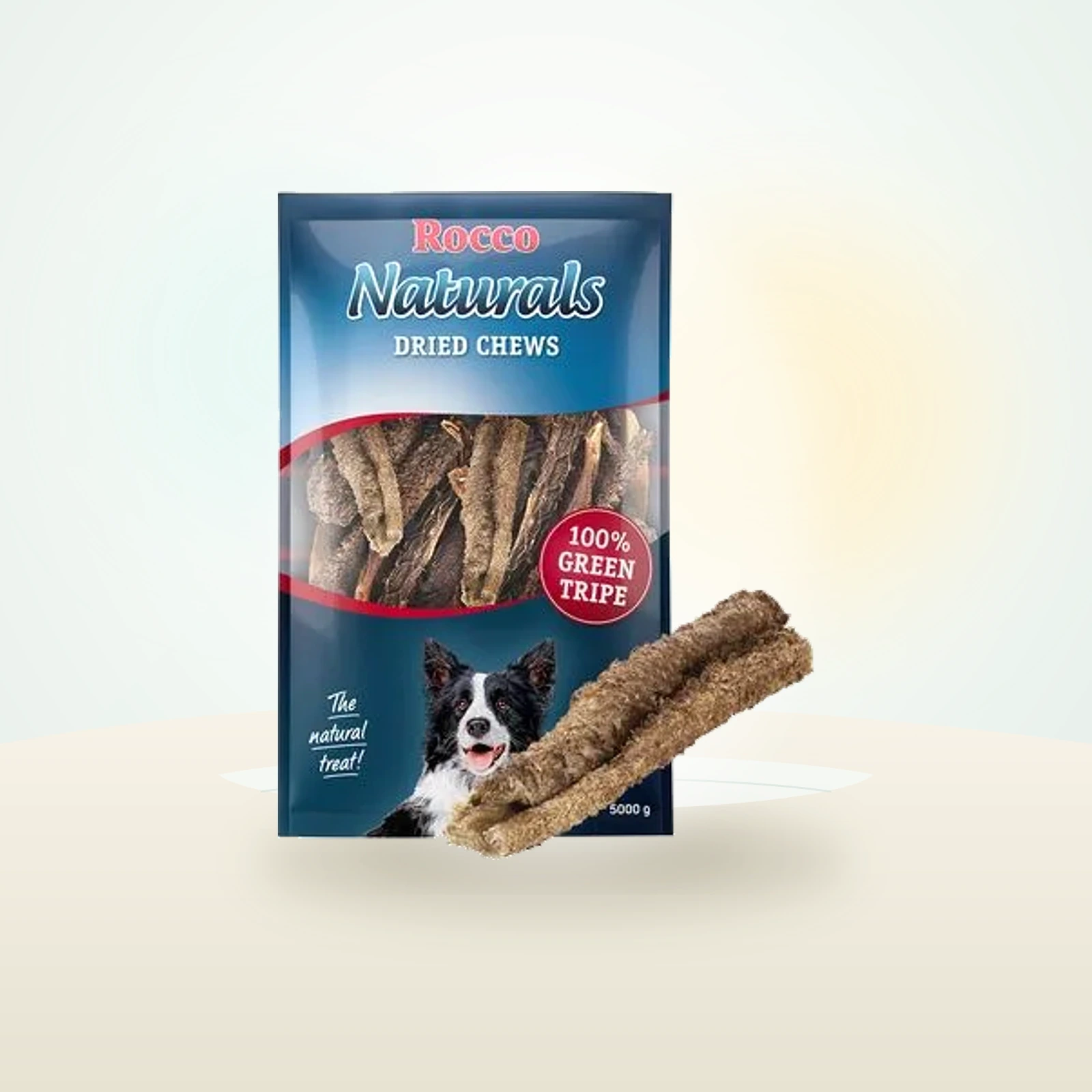 Rocco Naturals snacks de panza verde de buey para perros