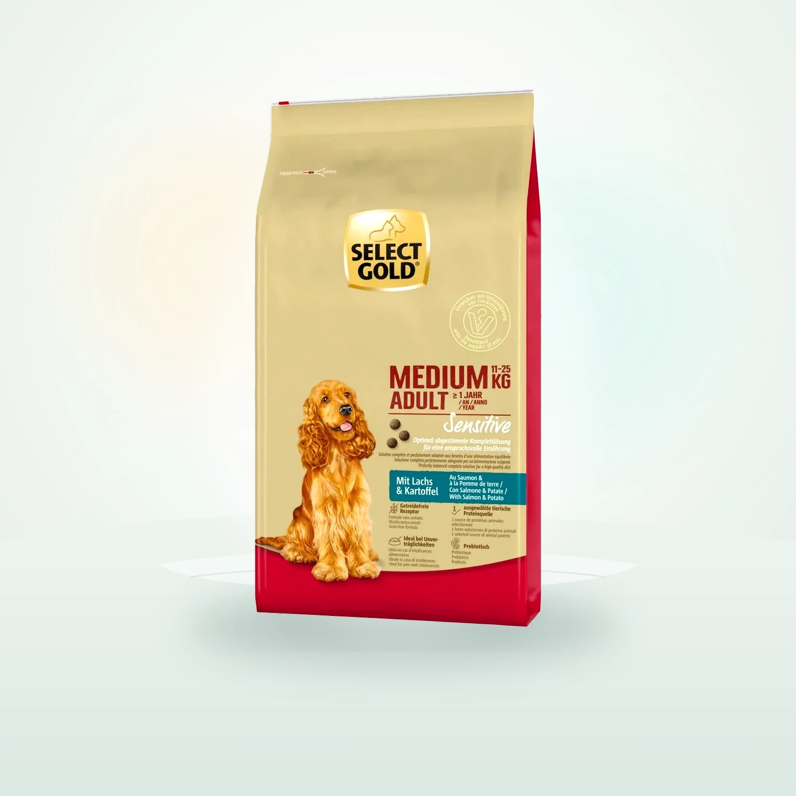 SELECT GOLD Sensitive Trockenfutter Hund Adult Medium Lachs und Kartoffel