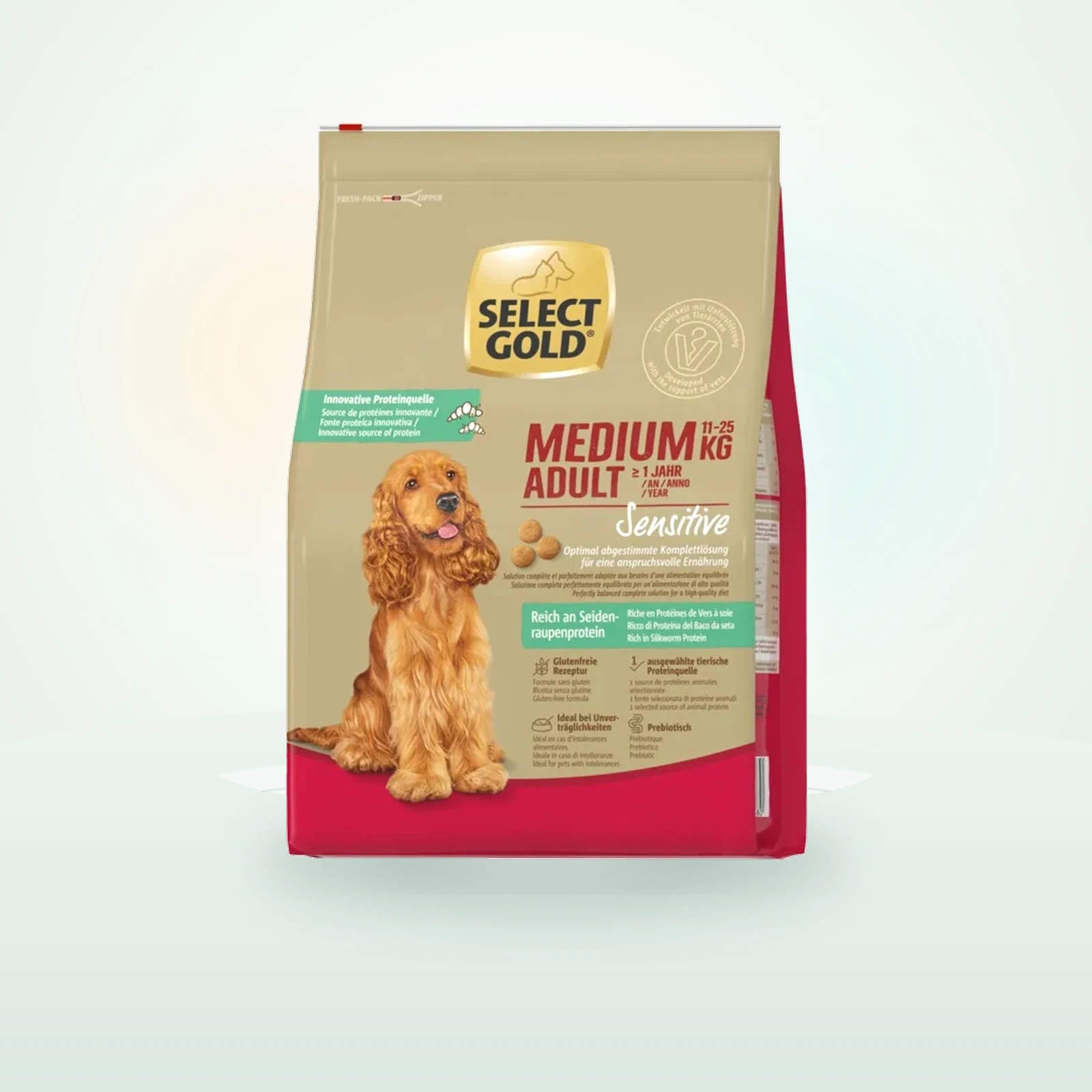 SELECT GOLD Sensitive Trockenfutter Hund Adult Medium Seidenraupenprotein