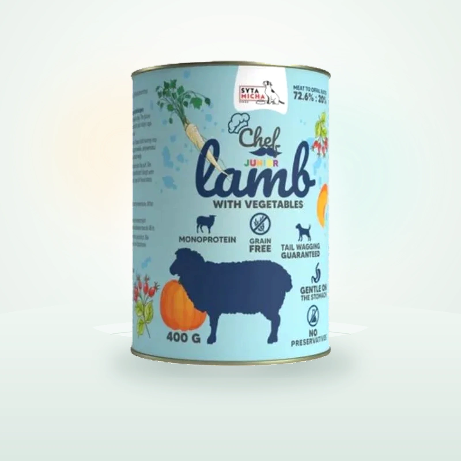 SYTA MICHA Chef Monoprotein Junior Jagnięcina z warzywami mokra karma dla szczeniąt