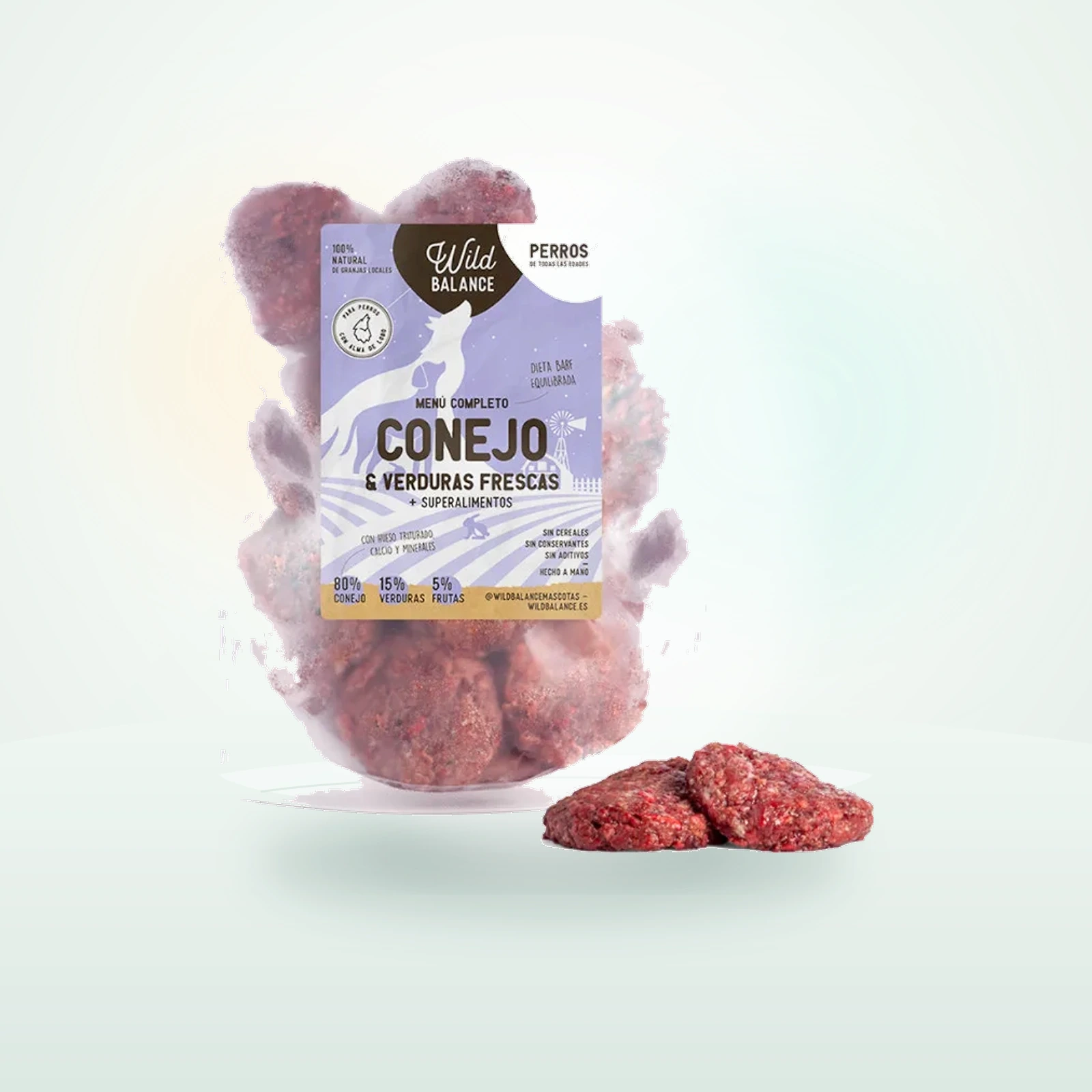 Wild Balance Menú Barf conejo con verduras comida congelada