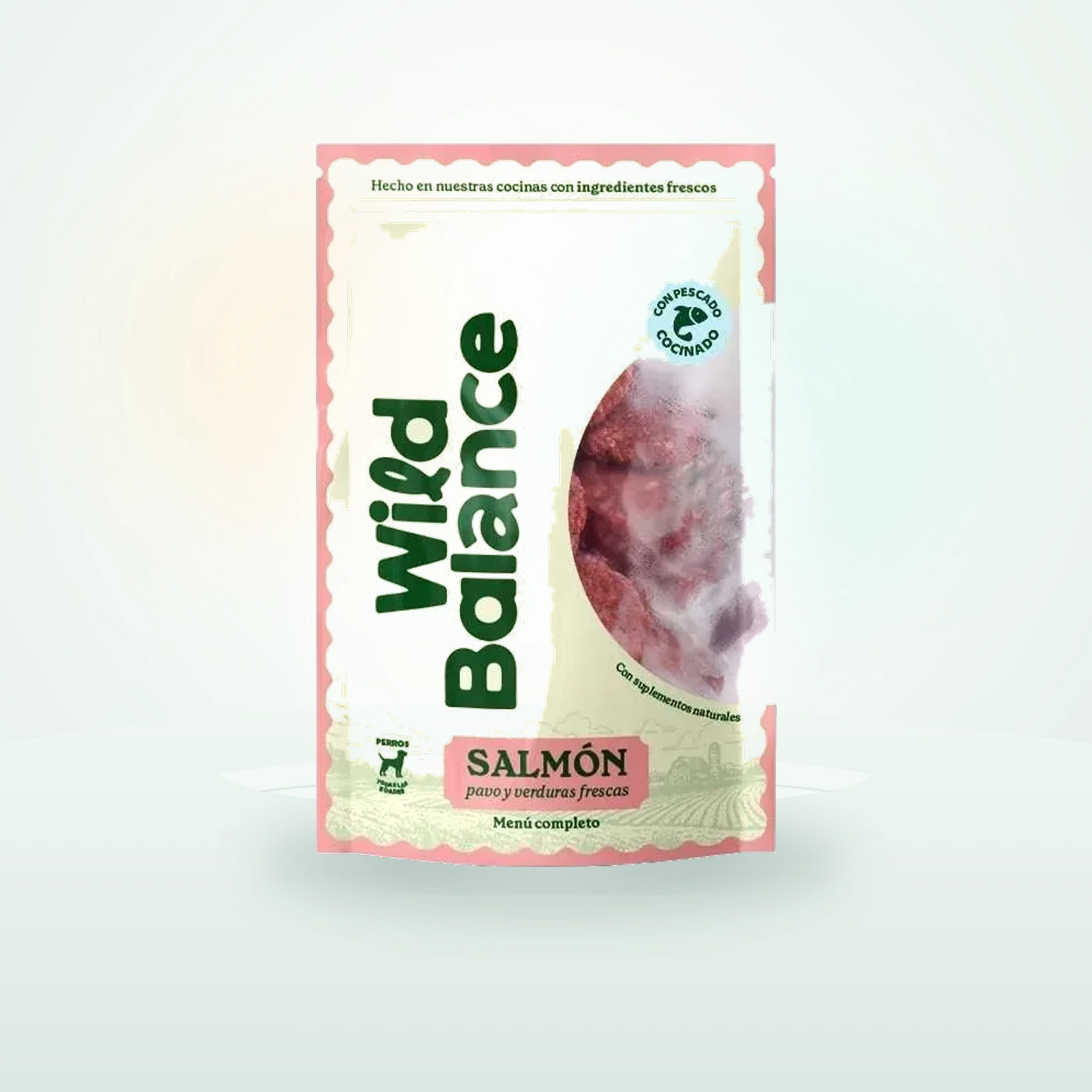Wild Balance Menú completo de salmón cocinado y pavo crudo con verduras frescas