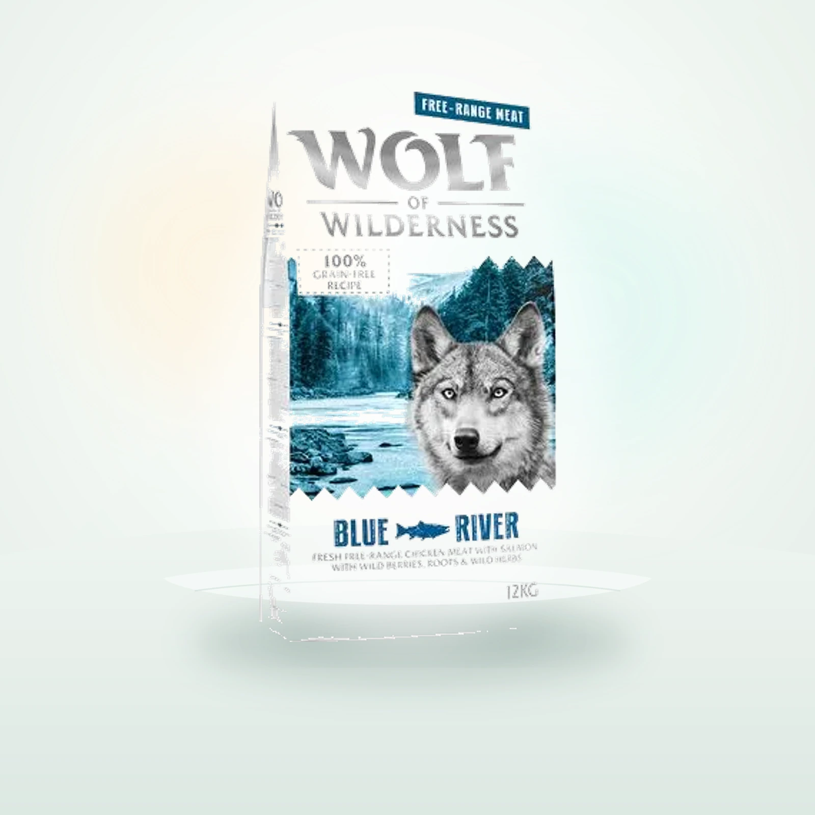 Wolf of Wilderness Adult Blue River poulet élevé en liberté, saumon