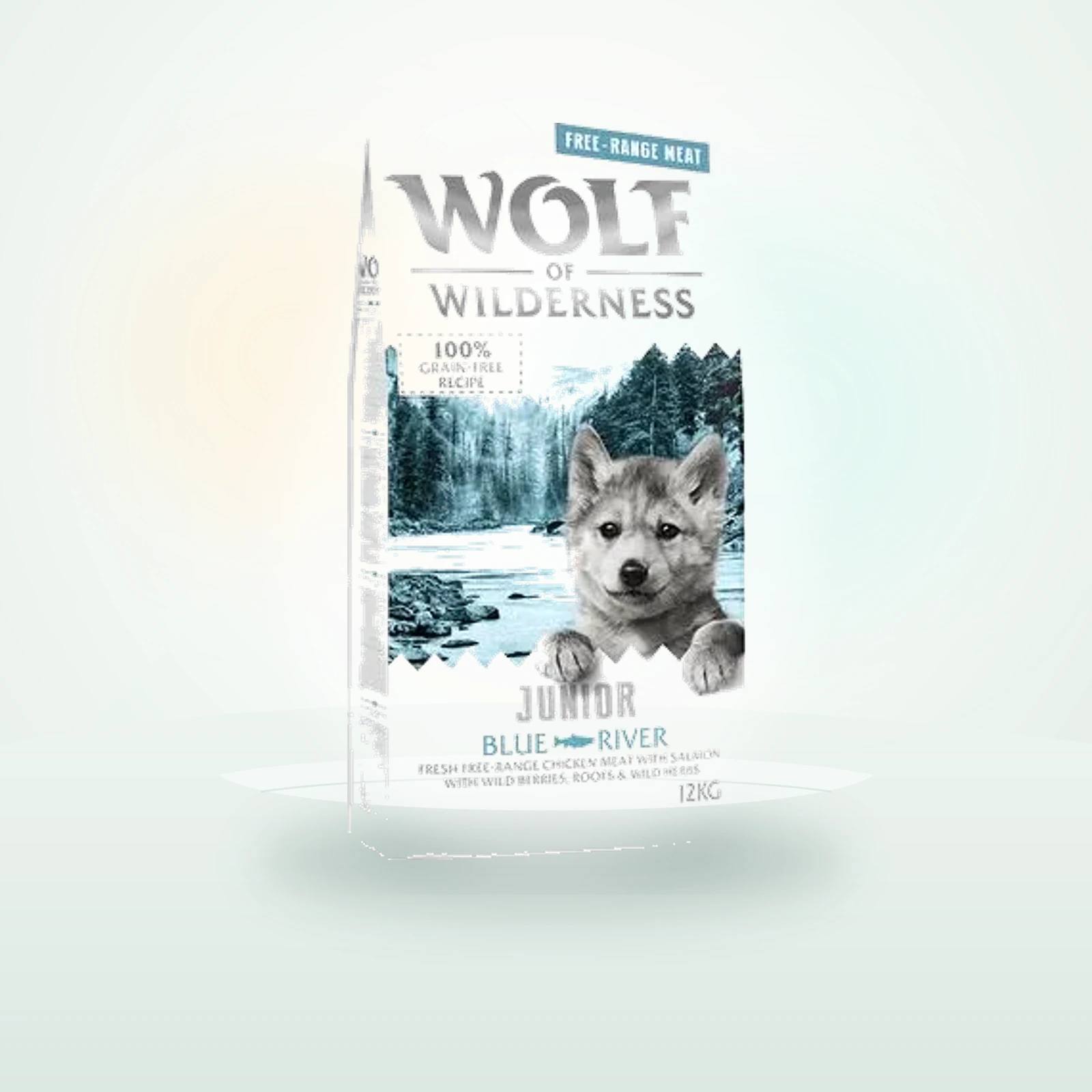 Wolf of Wilderness Junior Blue River poulet élevé en liberté, saumon