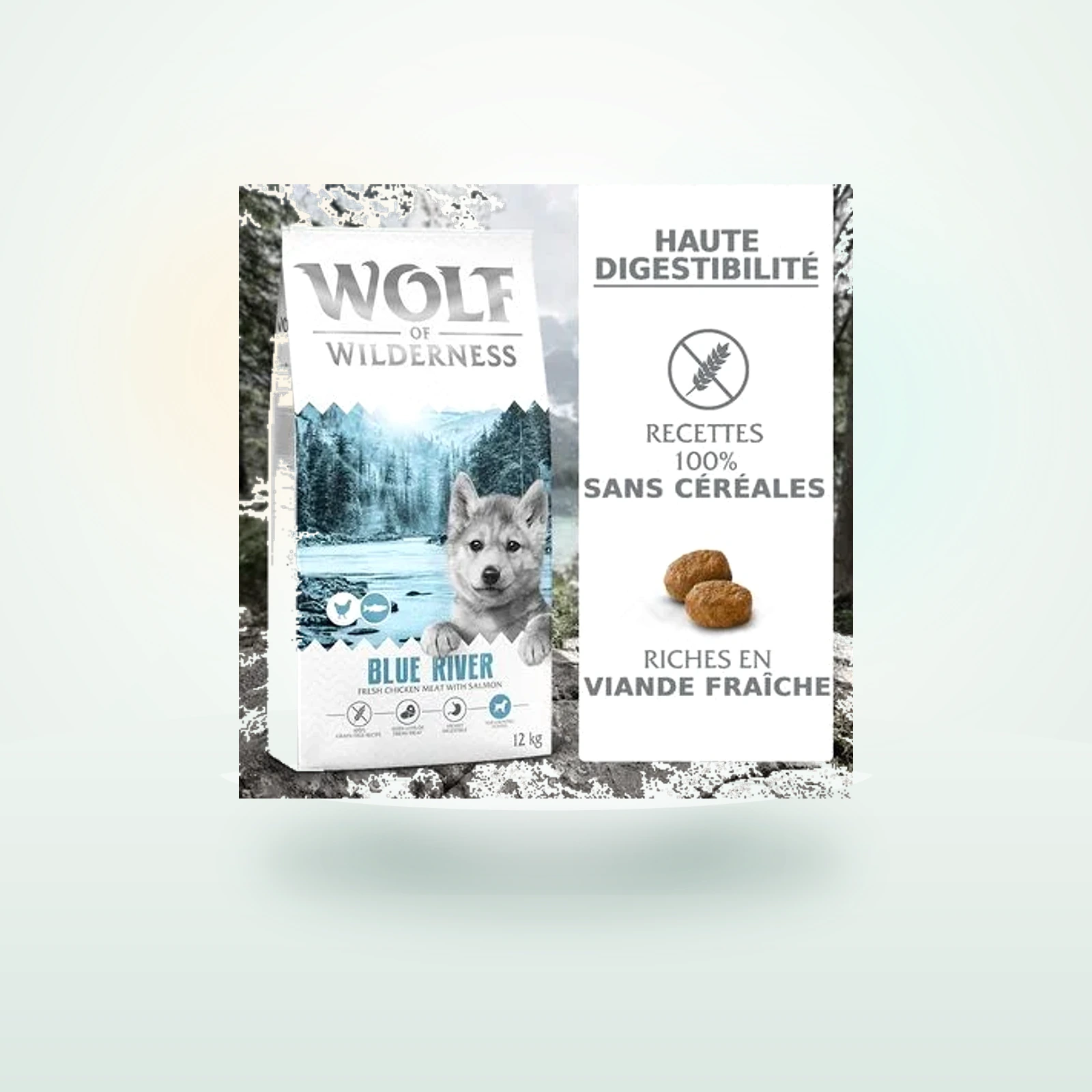 Wolf of Wilderness Junior Blue River saumon – sans céréales pour chiot