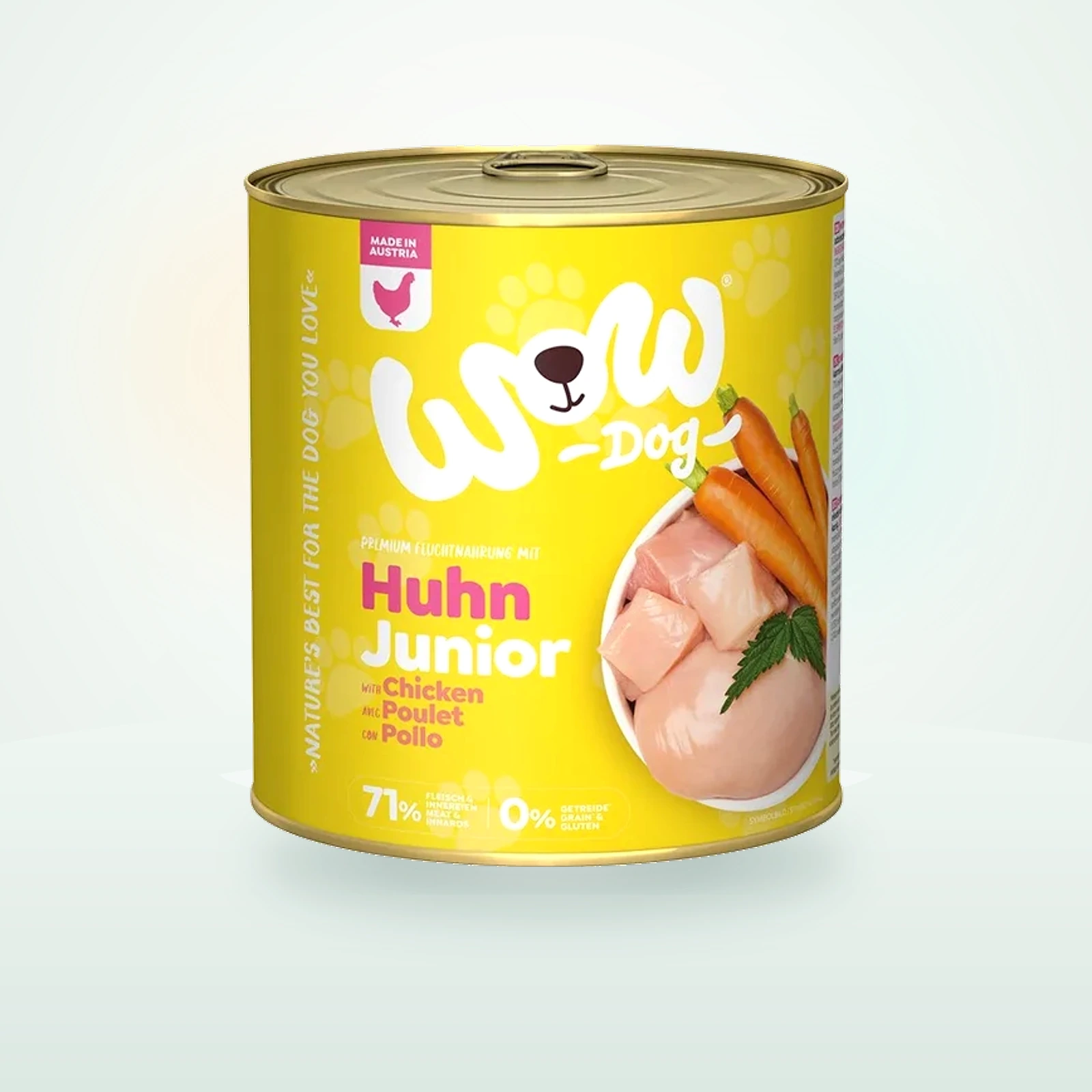 WOW nourriture humide pour chien, Junior Poulet aux carottes